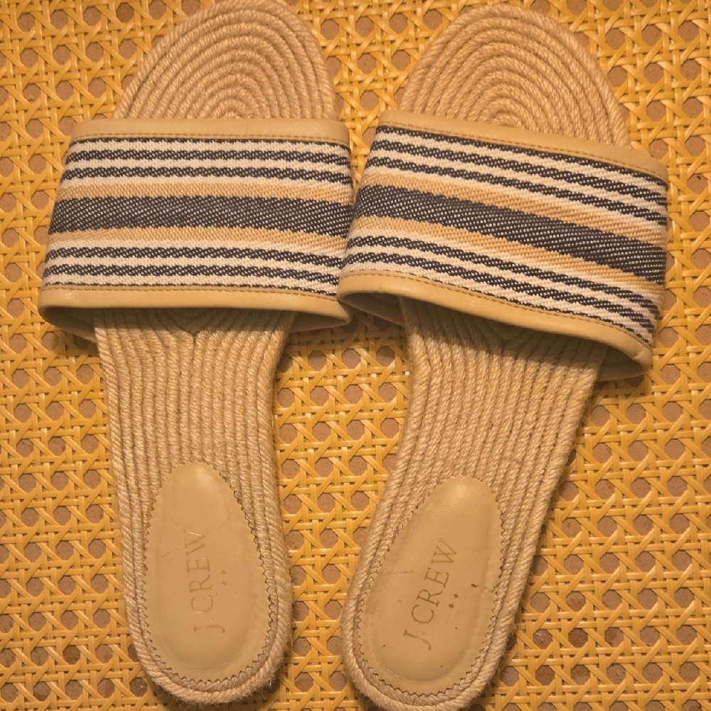 J. Crew Beige and Navy Striped Sandals